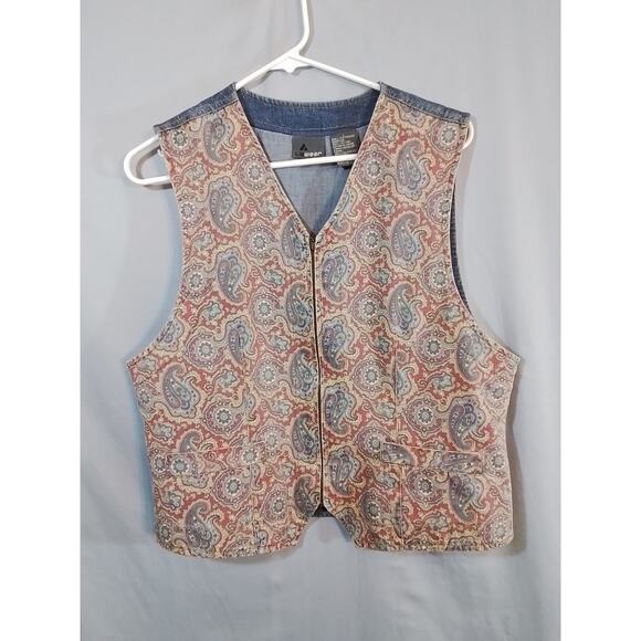 Vintage Liz Wear Paisley and Denim Vest - Picture 3 of 6
